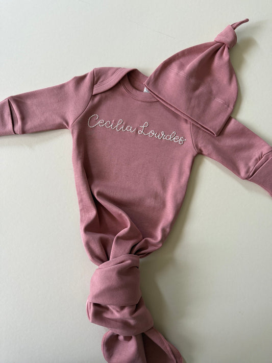 Newborn Knotted Gown & Hat